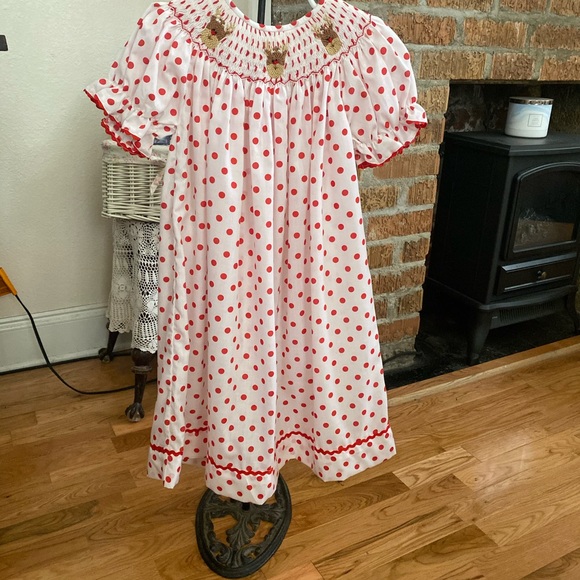 NWT Smocked Runway Toddler Girls Smocked Christmas Dress size 3 - Picture 4 of 16